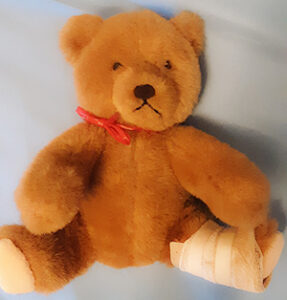 Stuffed teddy bear given to my dad after an injured leg