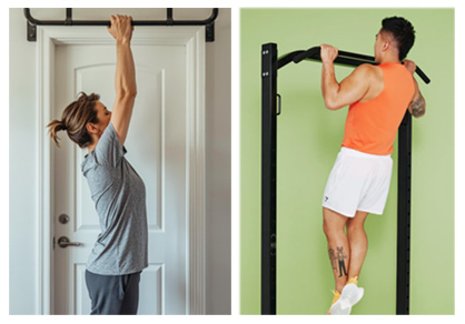 Images of male and female doing pullup bar exercises for YogaGrit.com